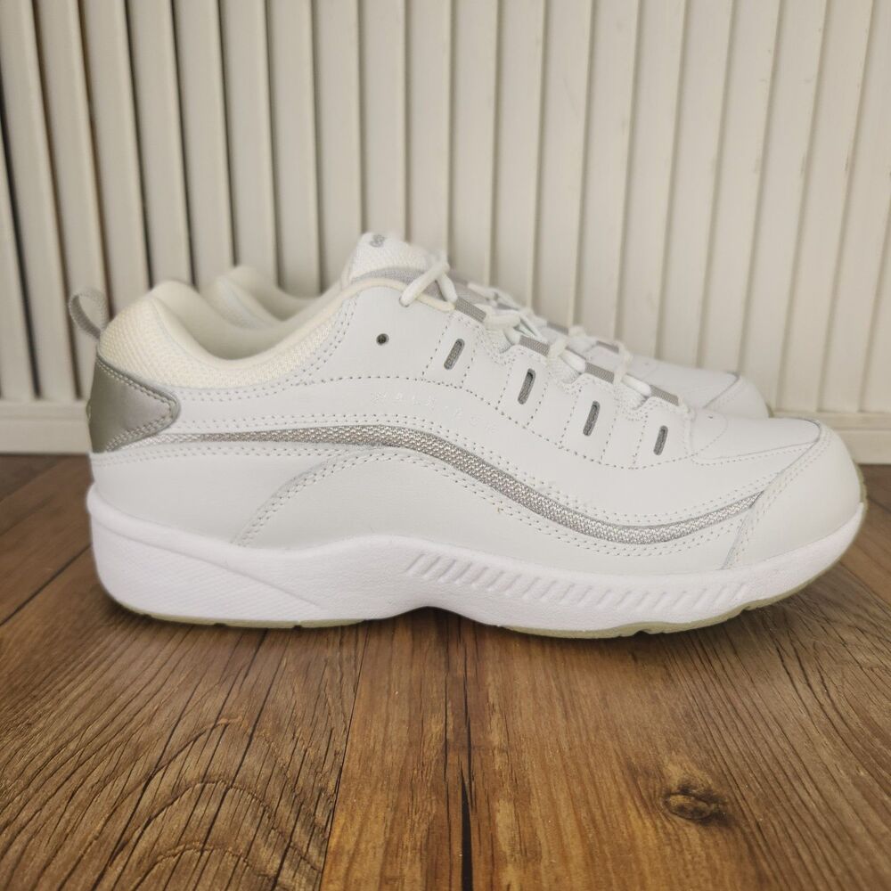 Easy Spirit Romy Walking Shoes Womens Sz 8 Wide White Leather Athletic Sneakers